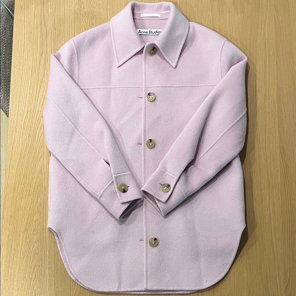Acne Studios 100% Wool Shirt Jacket in Light Purple Pink - Picture 4 of 8